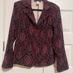 Harve Benard Red and Black Paisley Blazer